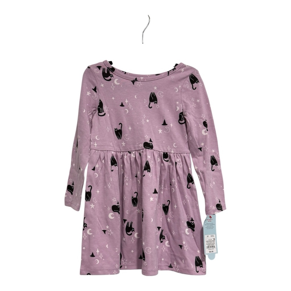 Cat & Jack 3T Halloween Black Cat Dress Purple Long Sleeve NWT